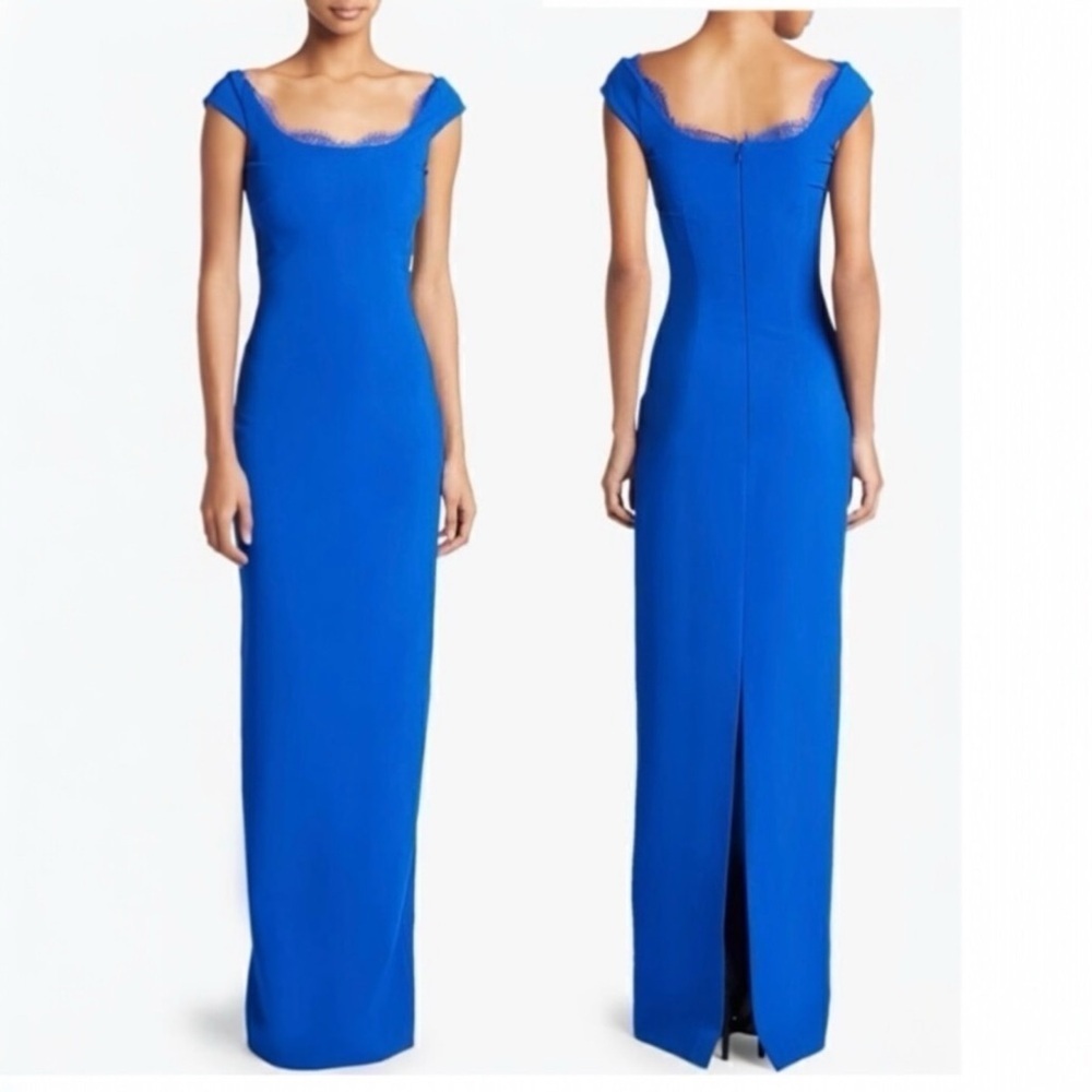 Cushnie et Ochs Lace Off the Shoulder Full Length Maxi Column Evening Gown Dress